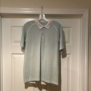 Lululemon Men's Blue Striped Polo Shirt